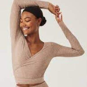 Outdoor Voices Tan Wrap Top